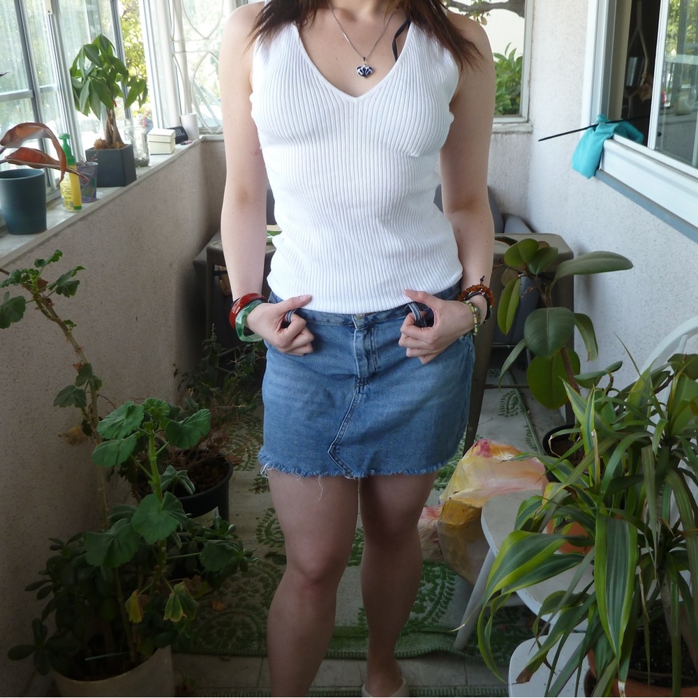 White Ribbed Boho Tank Top - Picture 2 of 5